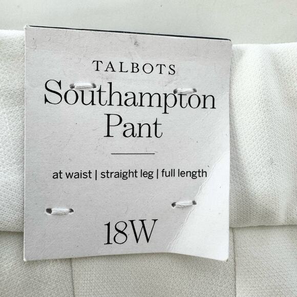 Talbots Southampton Straight Leg Full Length Pants in White | 18W NWT - Picture 9 of 10